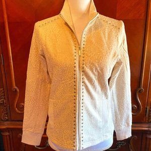 "Ruby Rd." Ecru and Gold Embellished Jacket